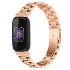 For Fitbit Inspire 3 xDfind Three Beads Quick Release Metal Watch Band(Rose Gold) - 1
