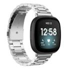 For Fitbit Versa 4 / 3 / Sense2 / 1 xDfind Three Beads Quick Release Metal Watch Band(Silver) - 1