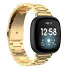 For Fitbit Versa 4 / 3 / Sense2 / 1 xDfind Three Beads Quick Release Metal Watch Band(Gold) - 1