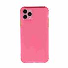 For iPhone 12 mini TPU Color Translucent Four-corner Airbag Shockproof Phone Protective case(Transparent Rose Red) - 1
