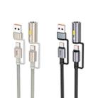 hoco U138 3A USB / Type-C to Type-C / Cigarette Lighter 4 in 1 Charging Data Cable, Length: 1.2m(Grey) - 2