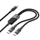 hoco U139 100W Type-C to Type-C and Type-C Fast Charging Data Cable, Length: 1.2m(Black) - 1