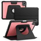 For iPad Pro 11 2024 Honeycomb Magnetic Rotation Holder Leather Smart Tablet Case(Pink) - 1