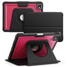 For iPad Pro 11 2024 Honeycomb Magnetic Rotation Holder Leather Smart Tablet Case(Wine Red) - 1