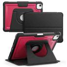For iPad Air 11 2025 / 2024 Honeycomb Magnetic Rotation Holder Leather Smart Tablet Case(Wine Red) - 1