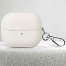 For Samsung Galaxy Buds 3 / 3 Pro Litchi Texture PU Earphones Case with Hook(White) - 1