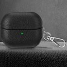 For Samsung Galaxy Buds 3 / 3 Pro Litchi Texture PU Earphones Case with Hook(Black) - 1