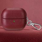 For Samsung Galaxy Buds 3 / 3 Pro Litchi Texture PU Earphones Case with Hook(Wine Red) - 1