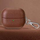 For Samsung Galaxy Buds 3 / 3 Pro Litchi Texture PU Earphones Case with Hook(Coffee) - 1