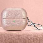 For Samsung Galaxy Buds 3 / 3 Pro Litchi Texture PU Earphones Case with Hook(Bright Pink) - 1
