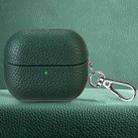 For Samsung Galaxy Buds 3 / 3 Pro Litchi Texture PU Earphones Case with Hook(Dark Green) - 1