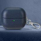 For Samsung Galaxy Buds 3 / 3 Pro Litchi Texture PU Earphones Case with Hook(Dark Blue) - 1