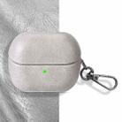 For Samsung Galaxy Buds 3 / 3 Pro Retro Crazy Horse Texture PU Earphones Case with Hook(Beige White) - 1