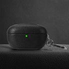 For Sony WF-1000XM5 Litchi Texture PU Earphones Case with Hook(Black) - 1