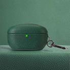 For Sony WF-1000XM5 Litchi Texture PU Earphones Case with Hook(Dark Green) - 1
