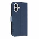 For iPhone 16 Plus Metal Bow Leather Phone Case with Hand Strap(Dark Blue) - 3