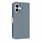 For iPhone 16 Metal Bow Leather Phone Case with Hand Strap(Light Blue) - 3