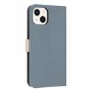 For iPhone 15 Plus / 14 Plus Metal Bow Leather Phone Case with Hand Strap(Light Blue) - 3