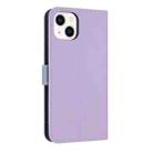 For iPhone 15 Metal Bow Leather Phone Case with Hand Strap(Purple) - 3