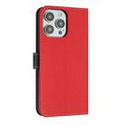 For iPhone 14 Pro Max Metal Bow Leather Phone Case with Hand Strap(Red) - 3
