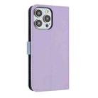 For iPhone 13 Pro Metal Bow Leather Phone Case with Hand Strap(Purple) - 3