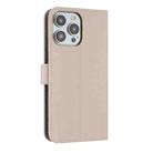 For iPhone 13 Pro Metal Bow Leather Phone Case with Hand Strap(Apricot) - 3