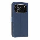 For iPhone 17 Pro Metal Bow Leather Phone Case with Hand Strap(Dark Blue) - 3