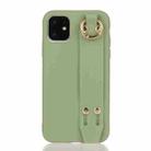 For iPhone 12 mini Shockproof Solid Color TPU Case with Wristband(Pea Green) - 1