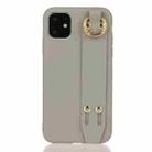 For iPhone 12 mini Shockproof Solid Color TPU Case with Wristband(Grey) - 1