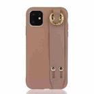 For iPhone 12 mini Shockproof Solid Color TPU Case with Wristband(Khaki) - 1