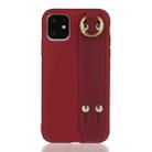 For iPhone 12 mini Shockproof Solid Color TPU Case with Wristband(Wine Red) - 1