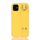 For iPhone 12 / 12 Pro Shockproof Solid Color TPU Case with Wristband(Yellow) - 1