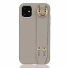 For iPhone 12 Pro Max Shockproof Solid Color TPU Case with Wristband(Grey) - 1