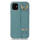 For iPhone 12 Pro Max Shockproof Solid Color TPU Case with Wristband(Lake Blue) - 1