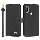For Fujitsu Arrows WE F-51B / BZ03 Metal Bow Leather Phone Case with Hand Strap(Black) - 1