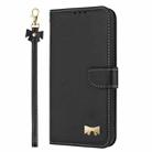 For Fujitsu Arrows WE F-51B / BZ03 Metal Bow Leather Phone Case with Hand Strap(Black) - 2