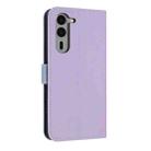 For Fujitsu Arrows We2 Plus F-51E Metal Bow Leather Phone Case with Hand Strap(Purple) - 3