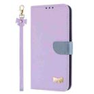 For Fujitsu Rakuraku F-53E Metal Bow Leather Phone Case with Hand Strap(Purple) - 2