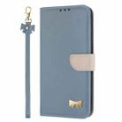 For Fujitsu Rakuraku F-53E Metal Bow Leather Phone Case with Hand Strap(Light Blue) - 2