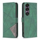 For Sony Xperia 1 VII Magnetic Buckle Rhombus Texture Leather Phone Case(Green) - 1