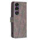 For Sony Xperia 1 VII Magnetic Buckle Rhombus Texture Leather Phone Case(Grey) - 3