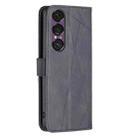For Sony Xperia 1 VII Magnetic Buckle Rhombus Texture Leather Phone Case(Black) - 3