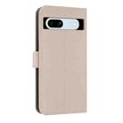 For Google Pixel 7a Metal Bow Leather Phone Case with Hand Strap(Apricot) - 3