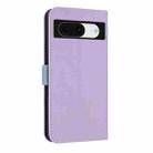 For Google Pixel 8 Metal Bow Leather Phone Case with Hand Strap(Purple) - 3