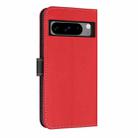 For Google Pixel 8 Pro Metal Bow Leather Phone Case with Hand Strap(Red) - 3