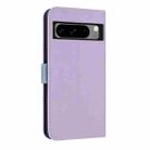 For Google Pixel 8 Pro Metal Bow Leather Phone Case with Hand Strap(Purple) - 3