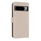 For Google Pixel 8 Pro Metal Bow Leather Phone Case with Hand Strap(Apricot) - 3