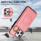 For iPhone 16 Pro Max Car Magnetic Ring Buckle Card Bag Phone Case with Lanyard(Pink) - 3