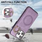 For iPhone 16 Pro Max Car Magnetic Ring Buckle Card Bag Phone Case with Lanyard(Purple) - 3