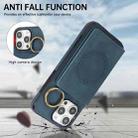 For iPhone 16 Pro Max Car Magnetic Ring Buckle Card Bag Phone Case with Lanyard(Green) - 3